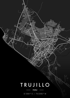 Trujillo City Map Dark