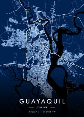 Guayaquil City Map Blue