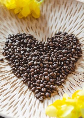 Coffee heart and flowers