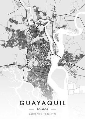 Guayaquil City Map White