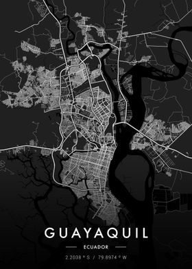 Guayaquil City Map Dark