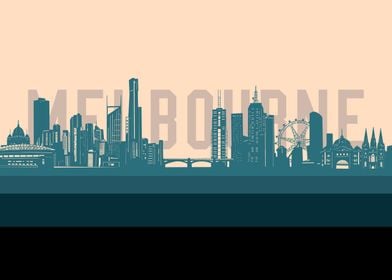 melbourne skyline retro