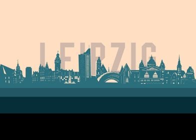 leipzig skyline retro