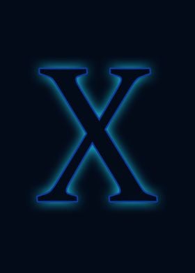 letter x glow blue 