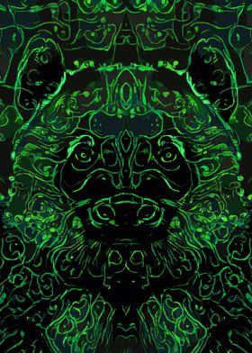 Panda Bear Green Abstract