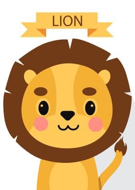 Cute Lion Portrait Poster