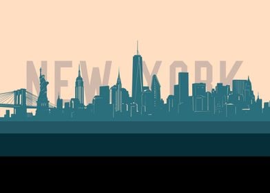 new york skyline retro