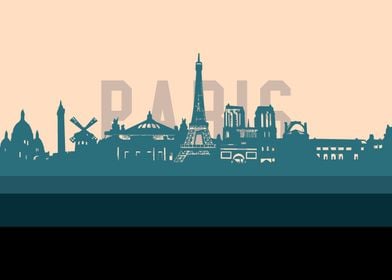 paris skyline retro