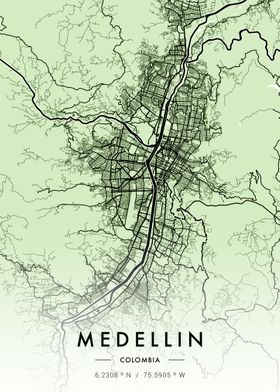 Medellin City Map Green