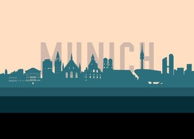 munich skyline retro