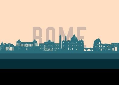 rome skyline retro