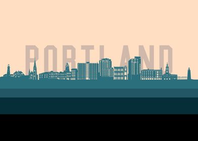 portland me skyline retro