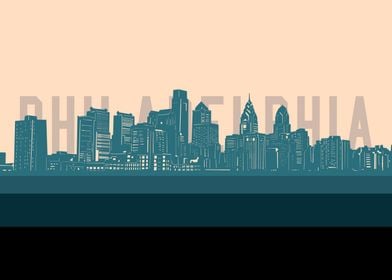 philadelphia skyline retro