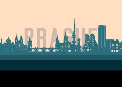 Prague skyline retro