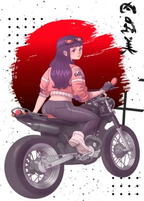 Anime girl on moto' Poster by Evgenuy Merkushov | Displate