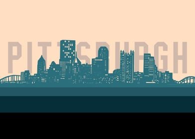 pittsburgh skyline retro