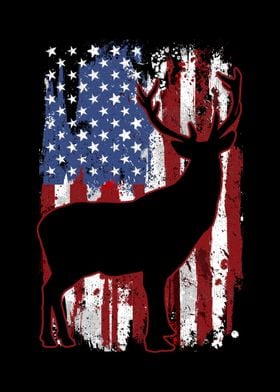 Deer USA Flag Deer Hunting