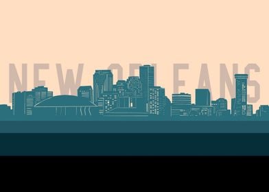 new orleans skyline retro