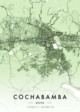 Cochabamba City Map Green