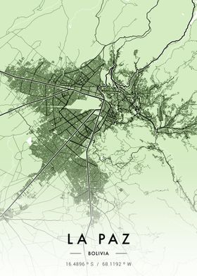 La Paz City Map Green