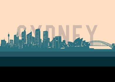 sydney skyline retro