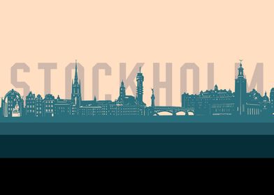 stockholm skyline retro