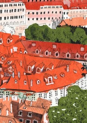 Red Roofs Prague Collage
