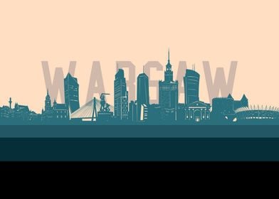 warsaw skyline retro