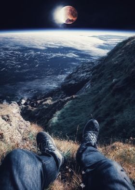 Feet in Space Earth View