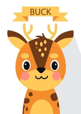 Cute Buck Portrait Poster