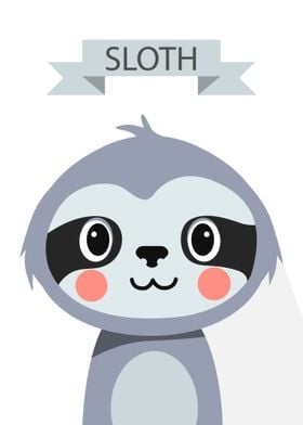 Cute Sloth Portrait poster