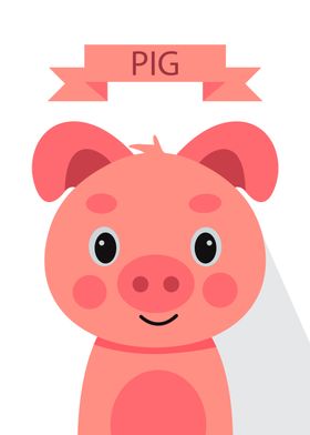 Cute Pig portrait Poster