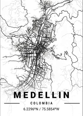 Medellin Colombia City Map