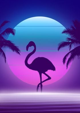 synthwave flamingo