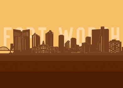 fort worth skyline retro 2