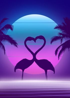 synthwave flamingo