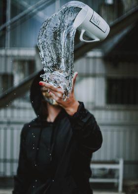 people water glass black