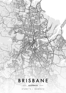 Brisbane City Map White