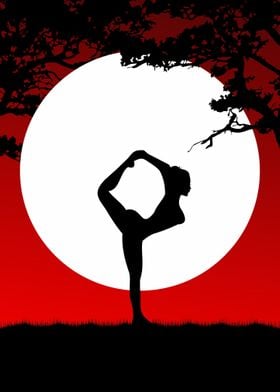 Dancer Pose Yoga in moon