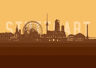 stuttgart skyline retro 2