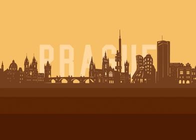 prague skyline retro 2