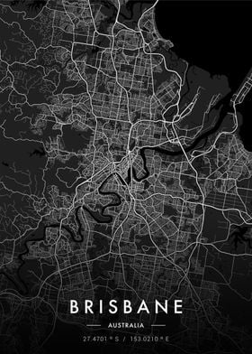 Brisbane City Map Dark