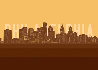 philadelphia skyline retro