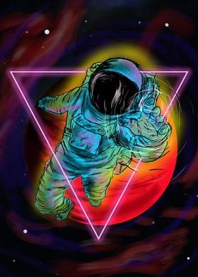 Colorful astronaut reachin