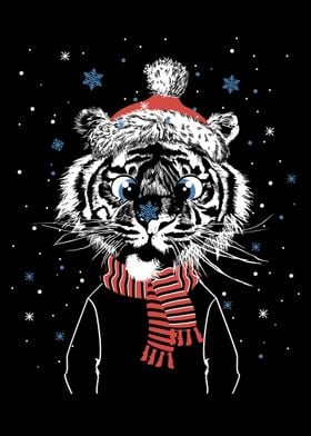 Tiger in Santa hat