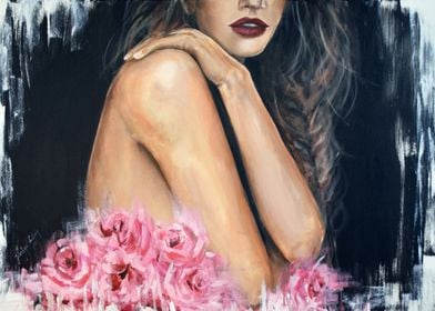 Woman wth flowers painting