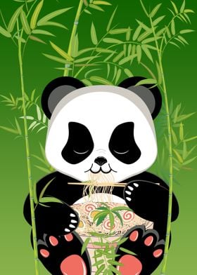 Panda eat ramen