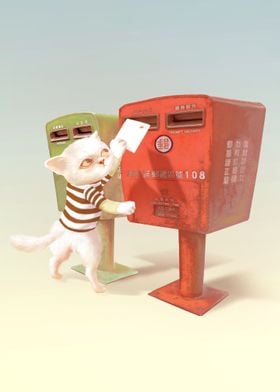 Cat with mailbox