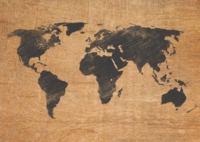 World Map Wooden