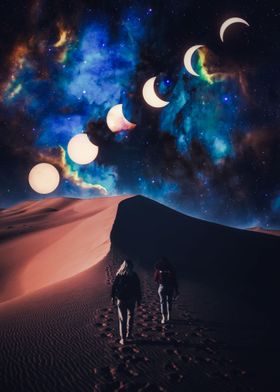 Night Moon Phase Desert